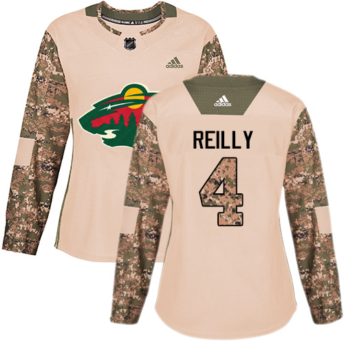 Adidas Wild #4 Mike Reilly Camo Authentic Veterans Day Women's Stitched NHL Jersey